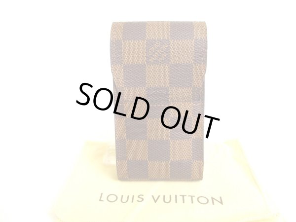 Photo1: LOUIS VUITTON Damier Brown Leather Cigarette Case Tabacco Case #9672