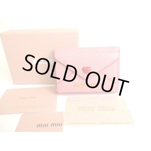 Photo: miumiu Rose Pink Madras Leather Trifold Wallet Compact Wallet #9673