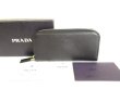 Photo1: PRADA Saffiano Black Leather Zip Around 6 Pics Key Cases #9674