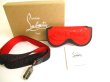 Photo1: Christian Louboutin Red Rubber Black Leather Glasses Case w/Strap #9678