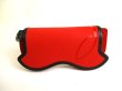 Photo2: Christian Louboutin Red Rubber Black Leather Glasses Case w/Strap #9678