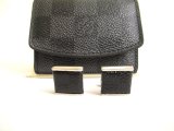 Photo: LOUIS VUITTON Damier Graphite Steel Black Leather Cufflinks Cuffs #9686