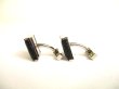 Photo2: LOUIS VUITTON Damier Graphite Steel Black Leather Cufflinks Cuffs #9686