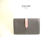 Photo: CELINE Dark Gray Grained Leather Large Strap Wallet Long Wallet #9688