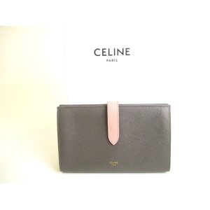 Photo: CELINE Dark Gray Grained Leather Large Strap Wallet Long Wallet #9688