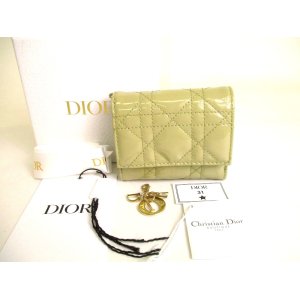 Photo: Christian Dior Cannage Khaki Leather Lady Dior Trifold Wallet #9701