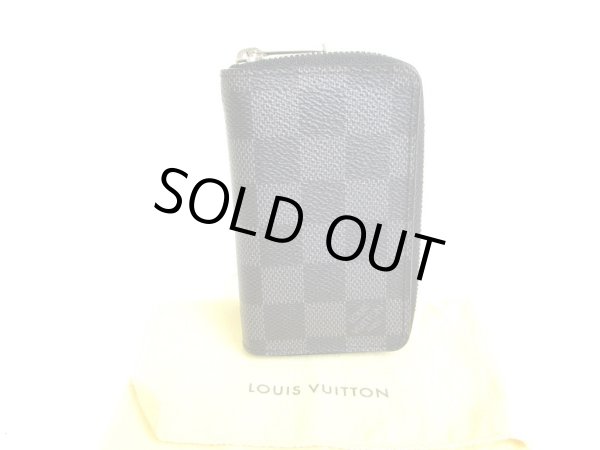 Photo1: LOUIS VUITTON Damier Graphite Leather Zippey Coin Purse #9702