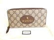 Photo1: GUCCI Neo Vintage GG PVC Canvas Yellow Leather Round Zip Long Wallet #9704