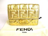 Photo: FENDI Zucca Gold Leather Bifold Wallet Conpact Wallet #9708