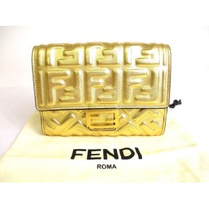 Photo: FENDI Zucca Gold Leather Bifold Wallet Conpact Wallet #9708