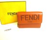 Photo1: FENDI ROMA Brown Leather Trifold Wallet Compact Wallet # 9709