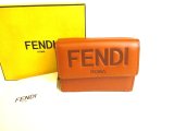 Photo: FENDI ROMA Brown Leather Trifold Wallet Compact Wallet # 9709