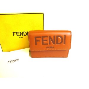 Photo: FENDI ROMA Brown Leather Trifold Wallet Compact Wallet # 9709