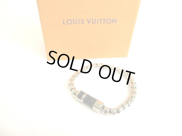 Photo1: LOUIS VUITTON Monogram Chain Bracelet Eclipse Leather #9713