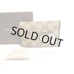 Photo: GUCCI GG Brown Canvas Leather Heart Motif Card Case #9716