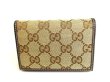 Photo2: GUCCI GG Brown Canvas Leather Heart Motif Card Case #9716