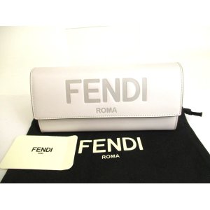 Photo: FENDI ROMA Gray Leather Flap Long Wallet Continental Wallet #9719