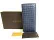 Photo1: BOTTEGA VENETA Intrecciato Navy Blue Leather Flap Long Bill Wallet #9724