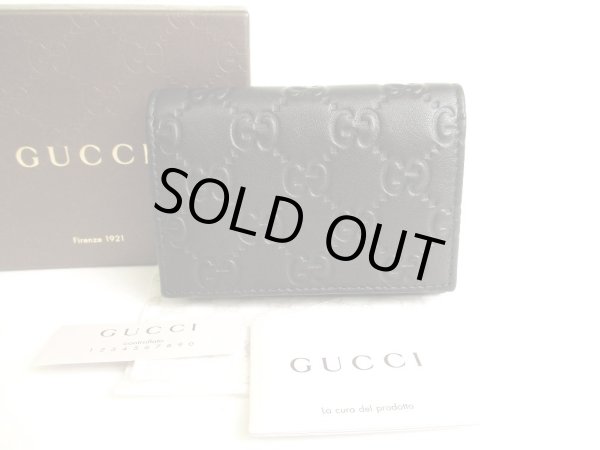 Photo1: GUCCI GG Guccissima Black Leather Card Holder #9726