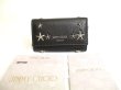 Photo1: Jimmy Choo Silver Metal Stars Black Leather 6 Pics Key Case Neptune #9730