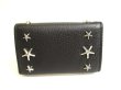 Photo2: Jimmy Choo Silver Metal Stars Black Leather 6 Pics Key Case Neptune #9730