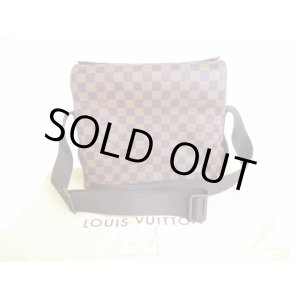 Photo: LOUIS VUITTON Damier Brown Leather Messenger Crossbody Bag Naviglio #9733