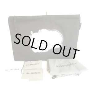 Photo: BALENCIAGA Black Nylon white rhinoceros Motif Clutch Bag Pouch #9735