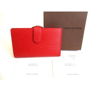 Photo: LOUIS VUITTON Epi Red Leather Bifold Wallet French Purse #9742