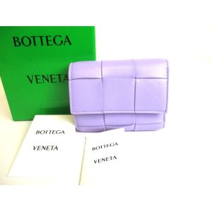 Photo: BOTTEGA VENETA Intrecciato Purple Leather Trifold Wallet Compact Wallet #9744