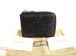 Photo1: GUCCI GG Embossed Black Leather Coin purse Compact Wallet #9745