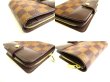 Photo7: LOUIS VUITTON Damier Brown Leather Bifold Wallet Compact Zip #9750