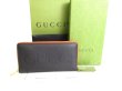 Photo1: GUCCI Logo Motif Black Orange Leather Round Zip Long Wallet #9751