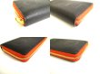 Photo7: GUCCI Logo Motif Black Orange Leather Round Zip Long Wallet #9751