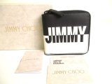 Photo: Jimmy Choo Black White Leather Bifold Wallet Compact Wallet Lawrence #9752