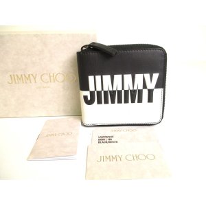 Photo: Jimmy Choo Black White Leather Bifold Wallet Compact Wallet Lawrence #9752