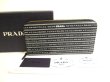 Photo1: PRADA Black Saffiano Leather Round Zip Long Wallet #9759