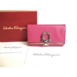 Photo: Salvatore Ferragamo Gancini Dark Pink Leather Silver H/W 6Pics Key Case #9760