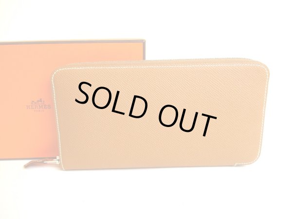 Photo1: HERMES Brown Veau Epson SILK'IN LINE Round Zip Wallet Azap Long #9761