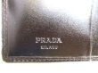 Photo10: PRADA Saffiano Dark Brown Leather Bifold Wallet Compact Wallet #9765