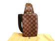 Photo1: LOUIS VUITTON Damier Brown Leather Waist Packs Belt Bag Geronimos #9771