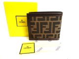 Photo: FENDI Zucca Dark Brown Canvas Leather Bifold Wallet Compact Wallet #9778