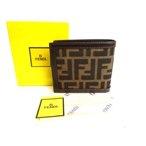 Photo: FENDI Zucca Dark Brown Canvas Leather Bifold Wallet Compact Wallet #9778