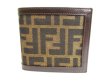 Photo2: FENDI Zucca Dark Brown Canvas Leather Bifold Wallet Compact Wallet #9778