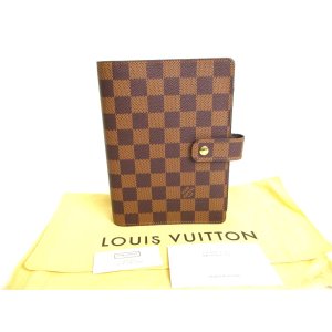 Photo: LOUIS VUITTON Damier Leather Document Holders Medium Ring Agenda Cover #9779