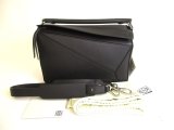 Photo: LOEWE Black Calfskin Hand Bag Purse Crossbody Bag Puzzle bag w/Strap #9781