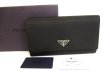 Photo1: PRADA Black Nylon and Leather Bifold Long Wallet Purse #9782