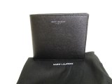 Photo: Saint Laurent Paris YSL Black Leather Bifold Wallet Compact Wallet #9784