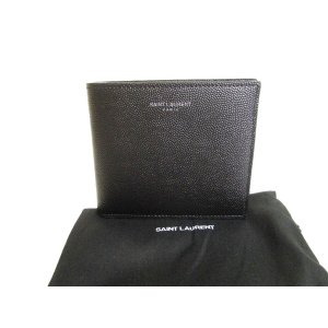 Photo: Saint Laurent Paris YSL Black Leather Bifold Wallet Compact Wallet #9784