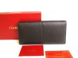 Photo1: Cartier Dark Brown Leather Bifold Long Wallet #9785