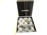 Photo: CHANEL CC Logo Camellia Motif Plastic Plated Silver Chain Necklace #9786